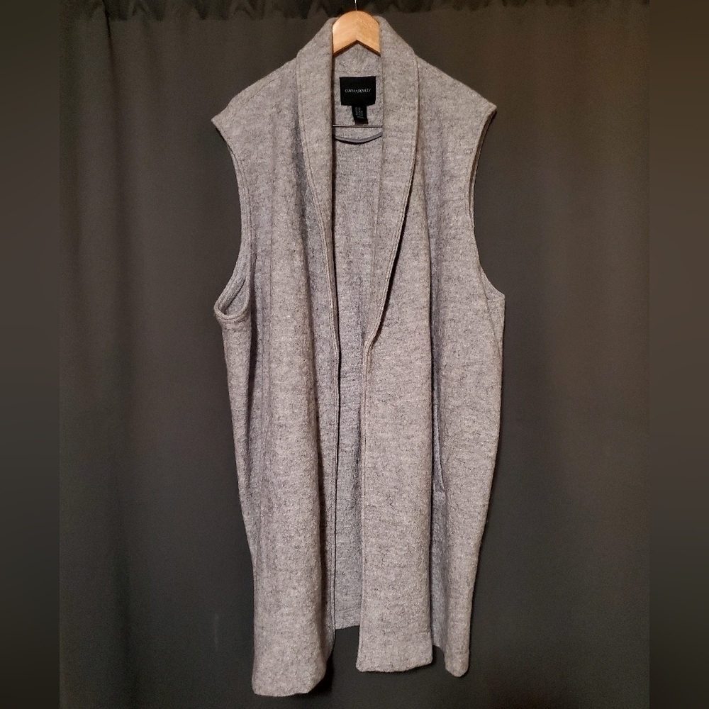 Cynthia Rowley Wool Blend Gray Sleeveless Cardigan Vest Size 3X